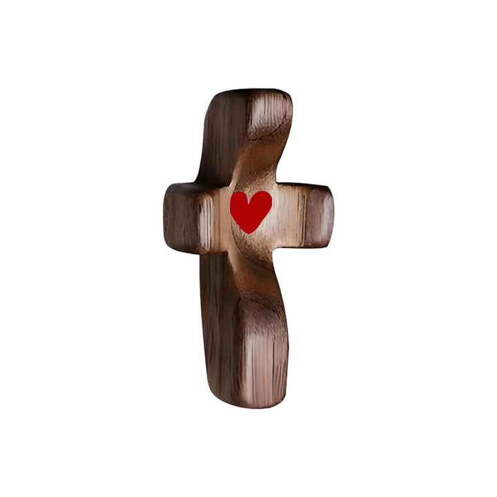 Christianartworkshop Moderner Stil Walnuss Mehrfarbig Daumenkreuz Betender Griff Ornamente - Tiefrot - image 3