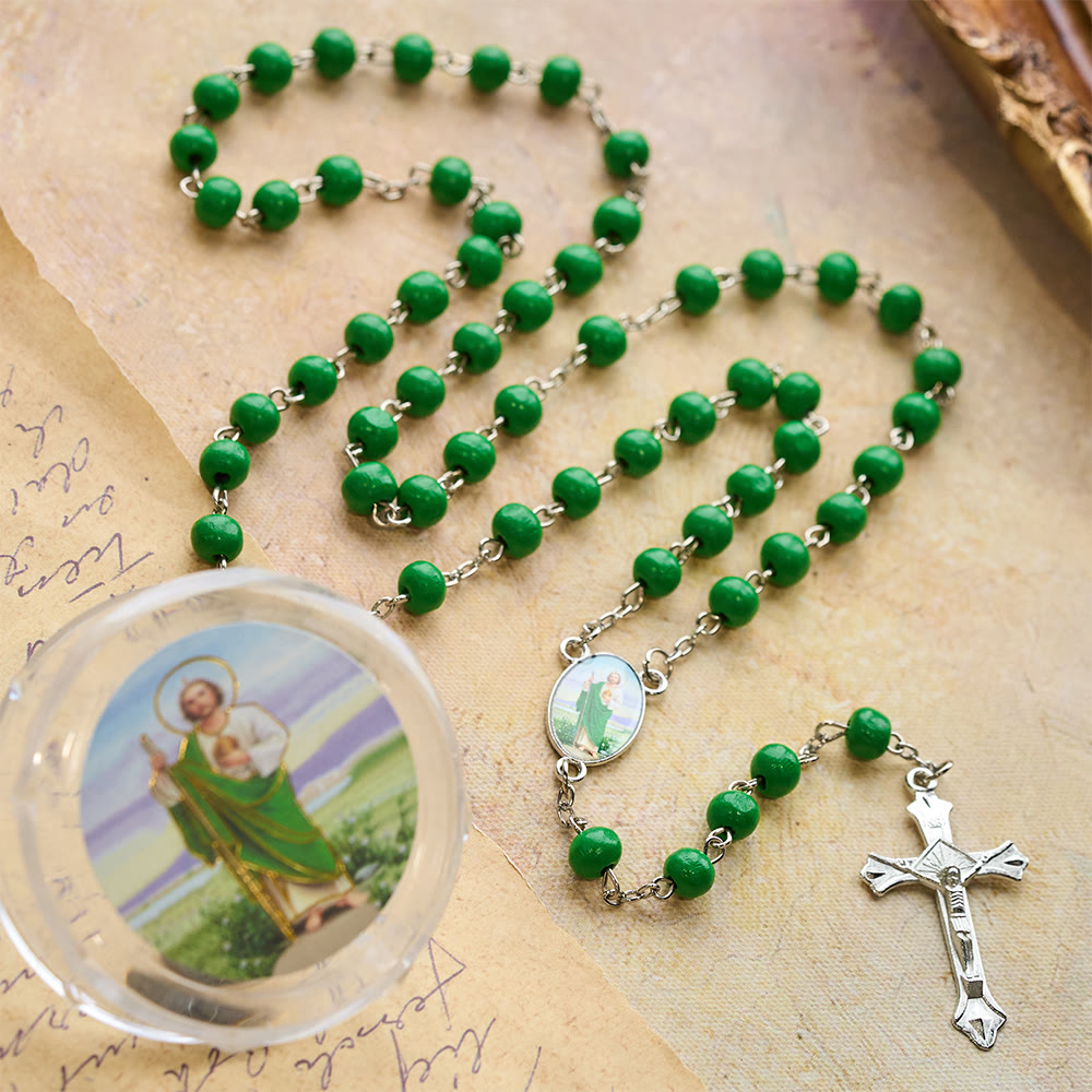 Christianartworkshop Rosenkranz aus duftendem Holz des Heiligen Judas: Verkörperung von Glaube und duftender Andacht - St. Judas und Kruzifix - image 0