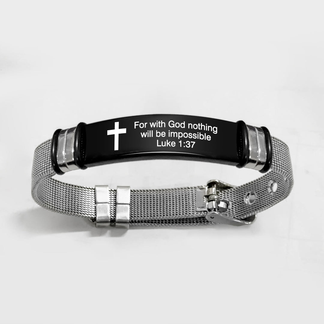 Christianartworkshop Multi-Style Motivations-Kreuzarmband mit Bibelversen - Schwarz-silbernes PVC 1:37 - image 44