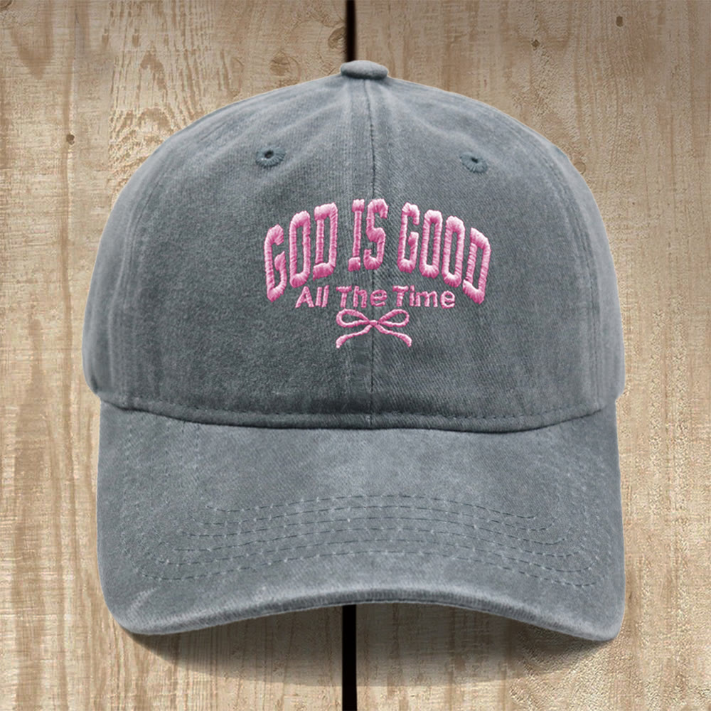 Christianartworkshop „Gott ist immer gut“ – Baseballkappe aus gewaschener Baumwolle: Trage die Wahrheit seiner Güte. - Grau - image 4