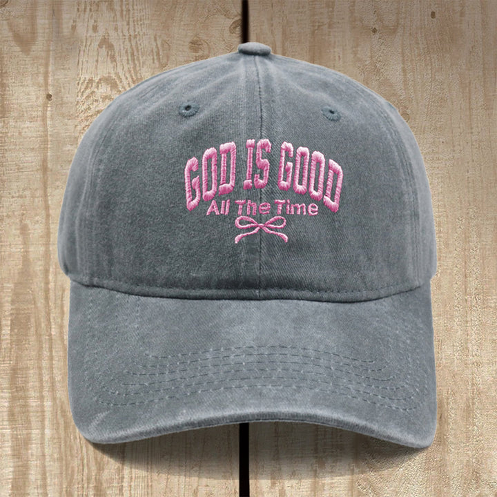 Christianartworkshop „Gott ist immer gut“ – Baseballkappe aus gewaschener Baumwolle: Trage die Wahrheit seiner Güte. - Grau - image 4