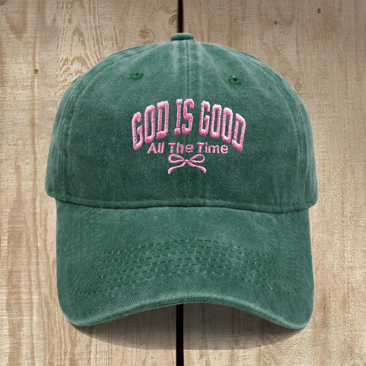Christianartworkshop „Gott ist immer gut“ – Baseballkappe aus gewaschener Baumwolle: Trage die Wahrheit seiner Güte. - Dunkelgrün - image 17
