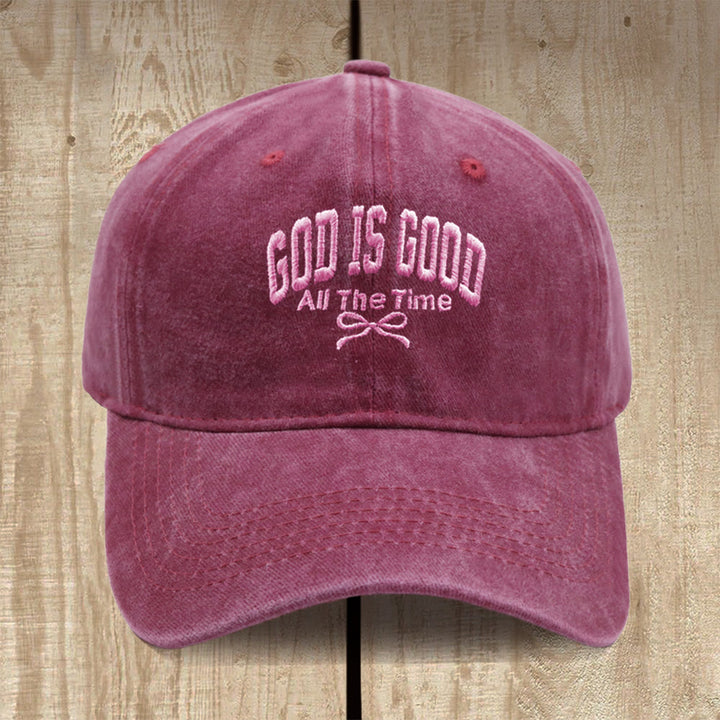 Christianartworkshop „Gott ist immer gut“ – Baseballkappe aus gewaschener Baumwolle: Trage die Wahrheit seiner Güte. - Wein - image 8