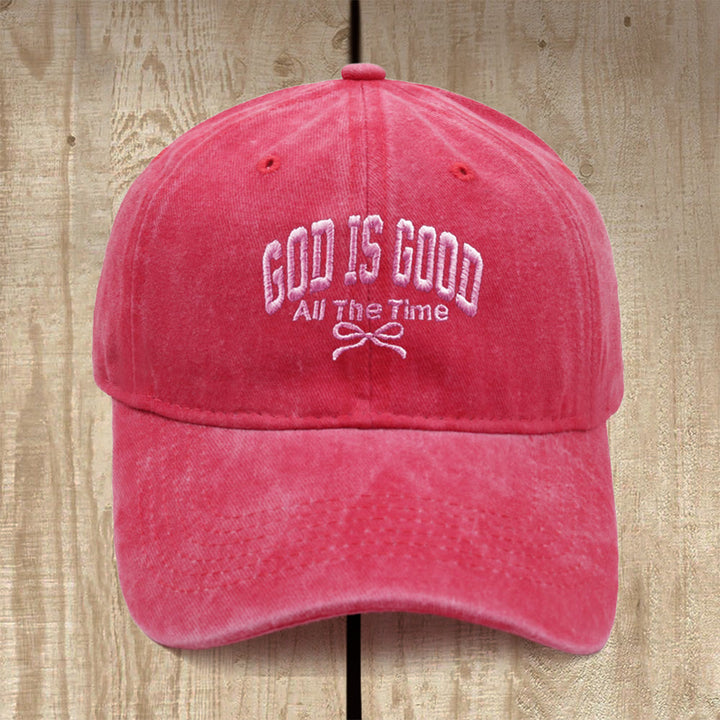Christianartworkshop „Gott ist immer gut“ – Baseballkappe aus gewaschener Baumwolle: Trage die Wahrheit seiner Güte. - Rot - image 9