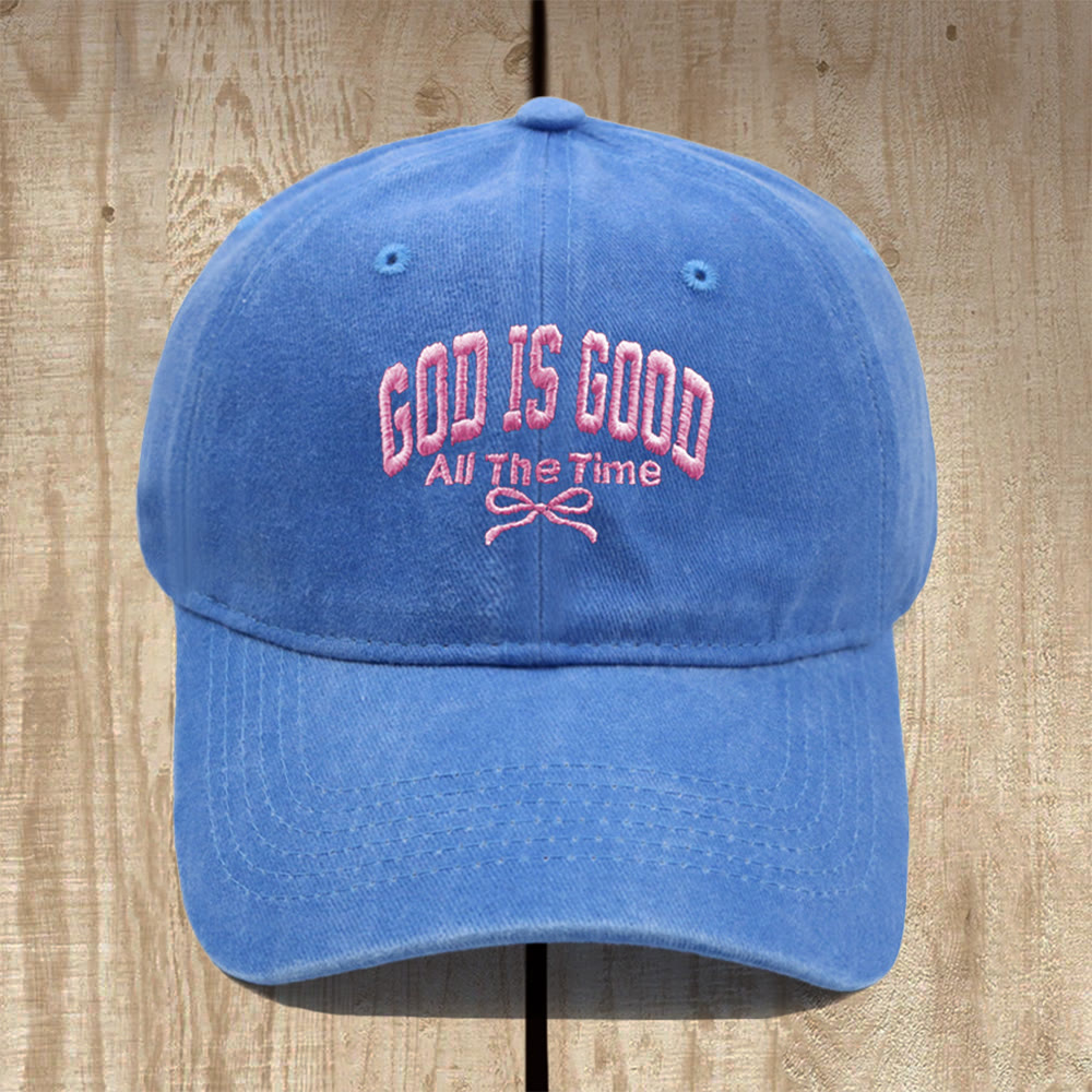 Christianartworkshop „Gott ist immer gut“ – Baseballkappe aus gewaschener Baumwolle: Trage die Wahrheit seiner Güte. - Himmelblau - image 13