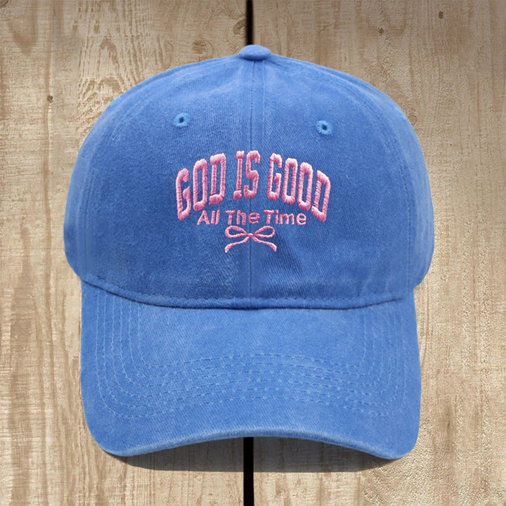 Christianartworkshop „Gott ist immer gut“ – Baseballkappe aus gewaschener Baumwolle: Trage die Wahrheit seiner Güte. - Himmelblau - image 13