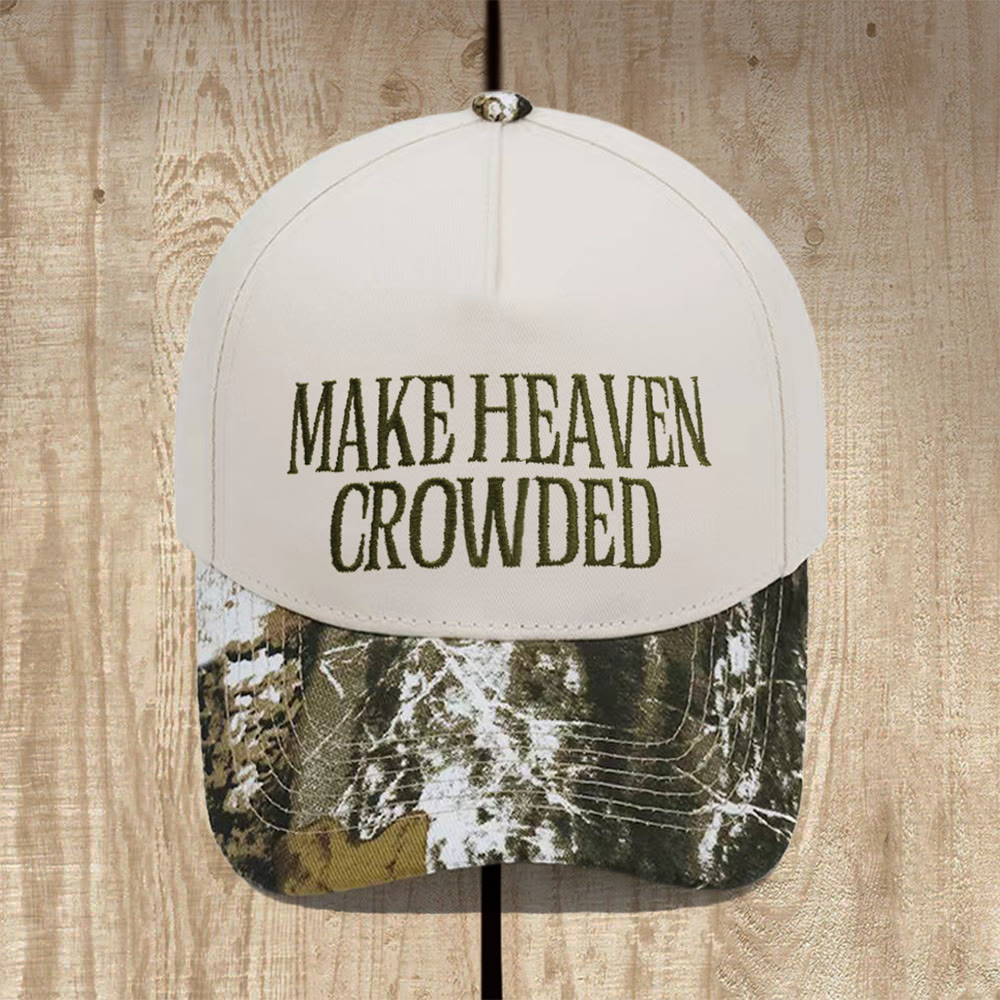 Christianartworkshop „Make Heaven Crowded“-Baseballkappe mit Struktur: Trage die Mission des Evangeliums - Camouflage-Beige - image 0