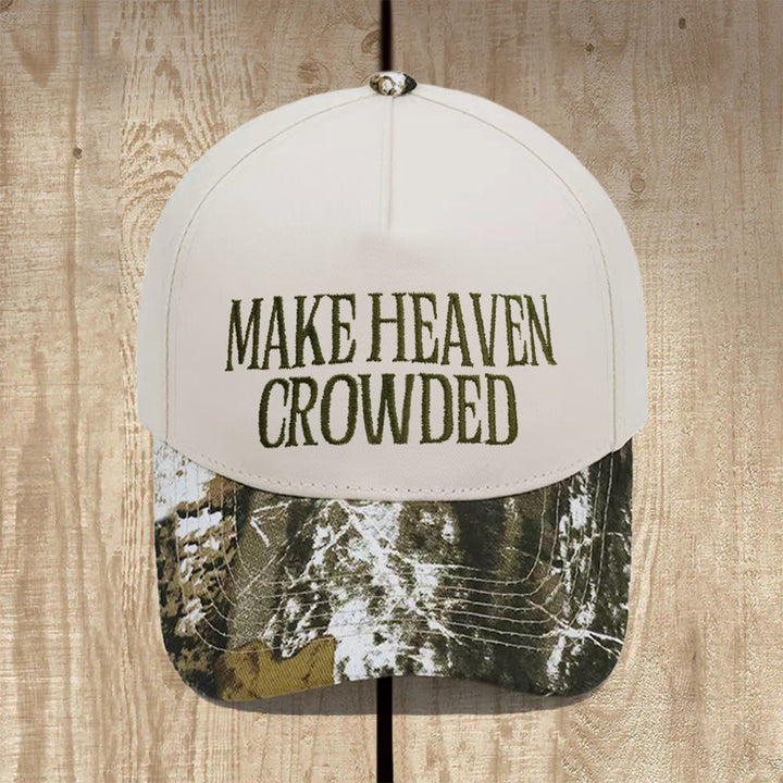Christianartworkshop „Make Heaven Crowded“-Baseballkappe mit Struktur: Trage die Mission des Evangeliums - Camouflage-Beige - image 0