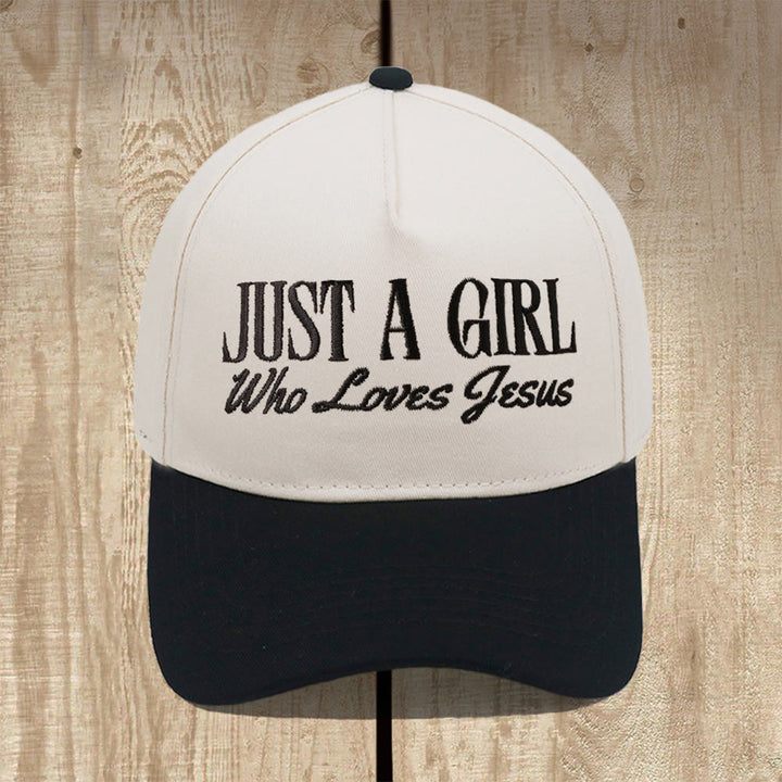 Christianartworkshop „Just A Girl Who Loves Jesus“ Baseballkappe mit Struktur: Zeigen Sie Ihre Hingabe mit Stolz - Schwarz - image 1