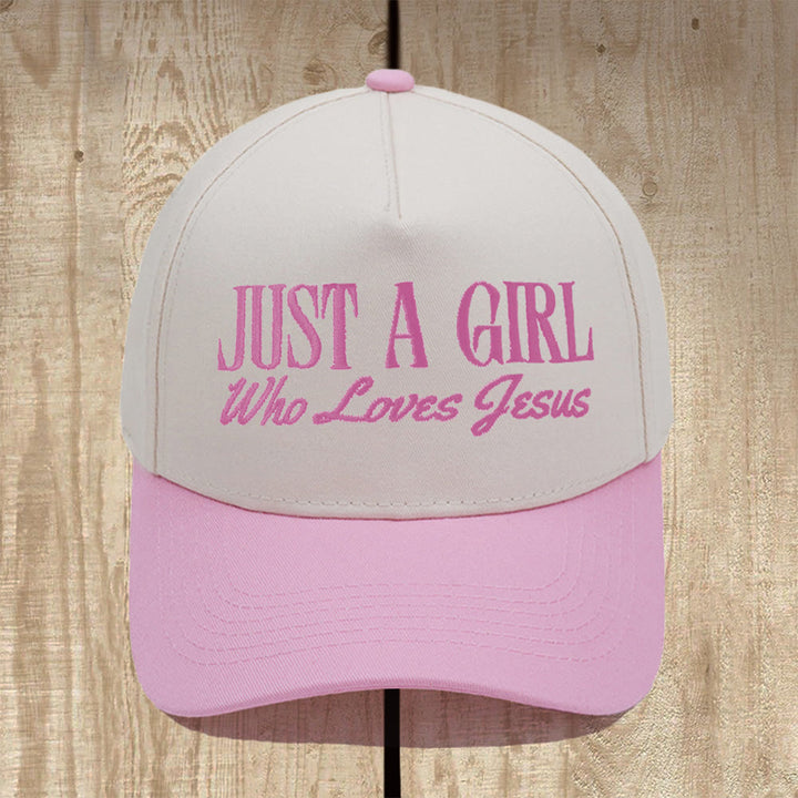 Christianartworkshop „Just A Girl Who Loves Jesus“ Baseballkappe mit Struktur: Zeigen Sie Ihre Hingabe mit Stolz - Rosa - image 0