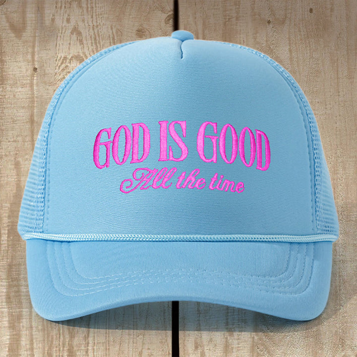 Christianartworkshop Mehrfarbige „Gott ist gut“-Truckerkappe: Verankere dein Vertrauen in seiner unveränderlichen Liebe - Himmelblau - image 4