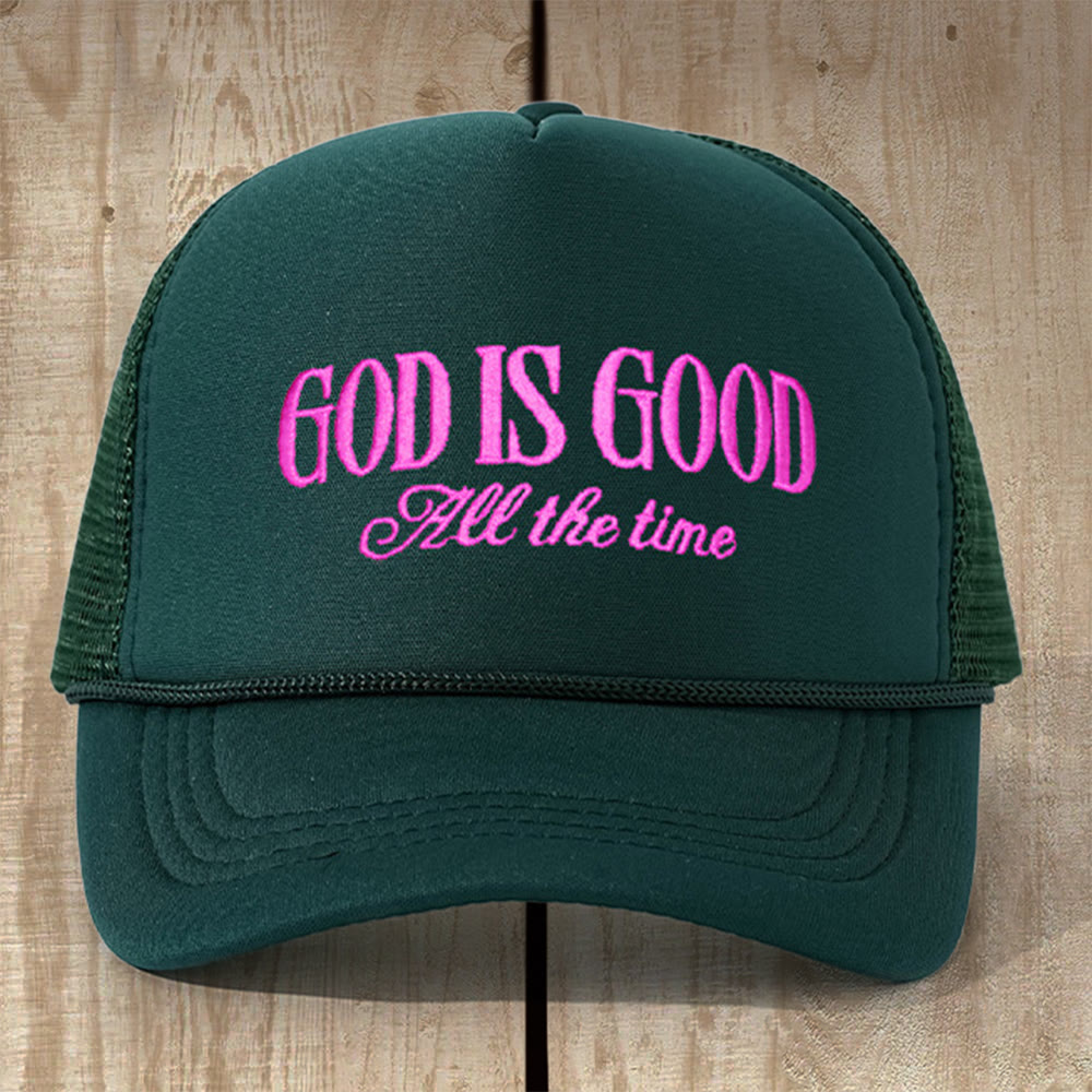 Christianartworkshop Mehrfarbige „Gott ist gut“-Truckerkappe: Verankere dein Vertrauen in seiner unveränderlichen Liebe - Dunkelgrün - image 0