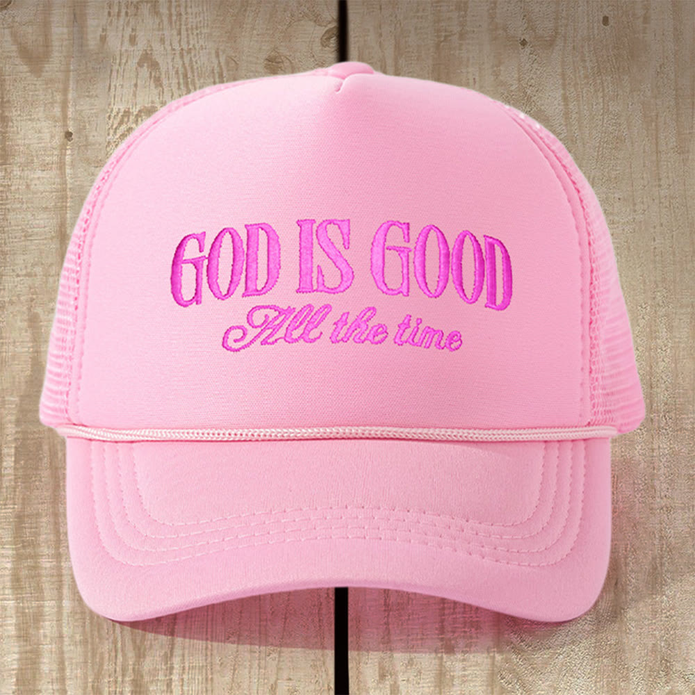 Christianartworkshop Mehrfarbige „Gott ist gut“-Truckerkappe: Verankere dein Vertrauen in seiner unveränderlichen Liebe - Rosa - image 3