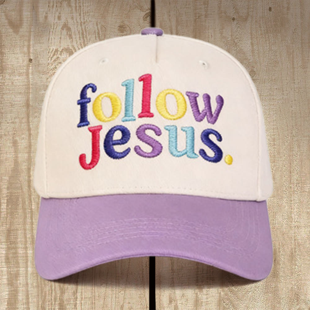 Christianartworkshop Folge Jesus – Mehrfarbige Baseballkappe mit Struktur: Trage den Ruf des Evangeliums - Lila - image 0