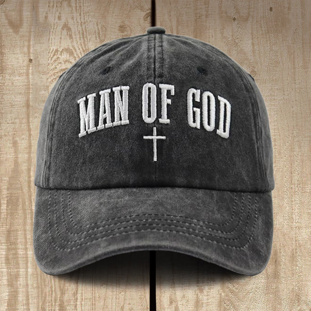 Christianartworkshop Baseballkappe aus gewaschener Baumwolle mit dem Aufdruck „Man of God“: Tragen Sie Ihre göttliche Identität mit Stolz - image 1