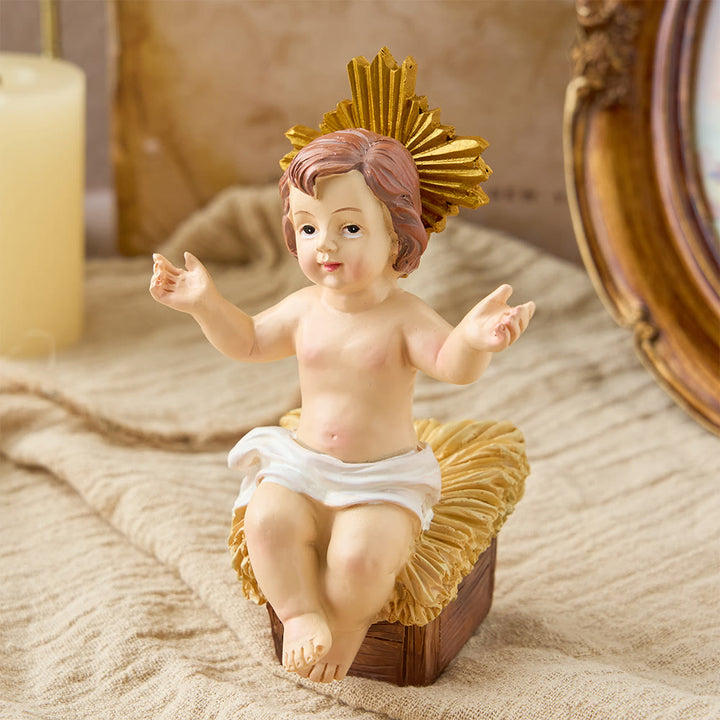 Christianartworkshop Lebensechte Krippenfiguren des Jesuskindes: Ein Symbol des heiligen Wunders der Geburt - Sitzende Heilige Kinder S Größe - image 12