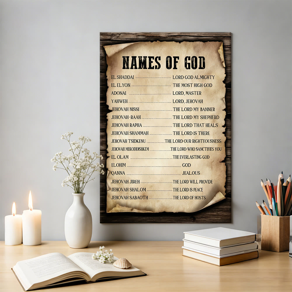 Christianartworkshop Pergament-Kunstdruck „Namen Gottes“: Ein Symbol seiner unveränderlichen Identität - image 2