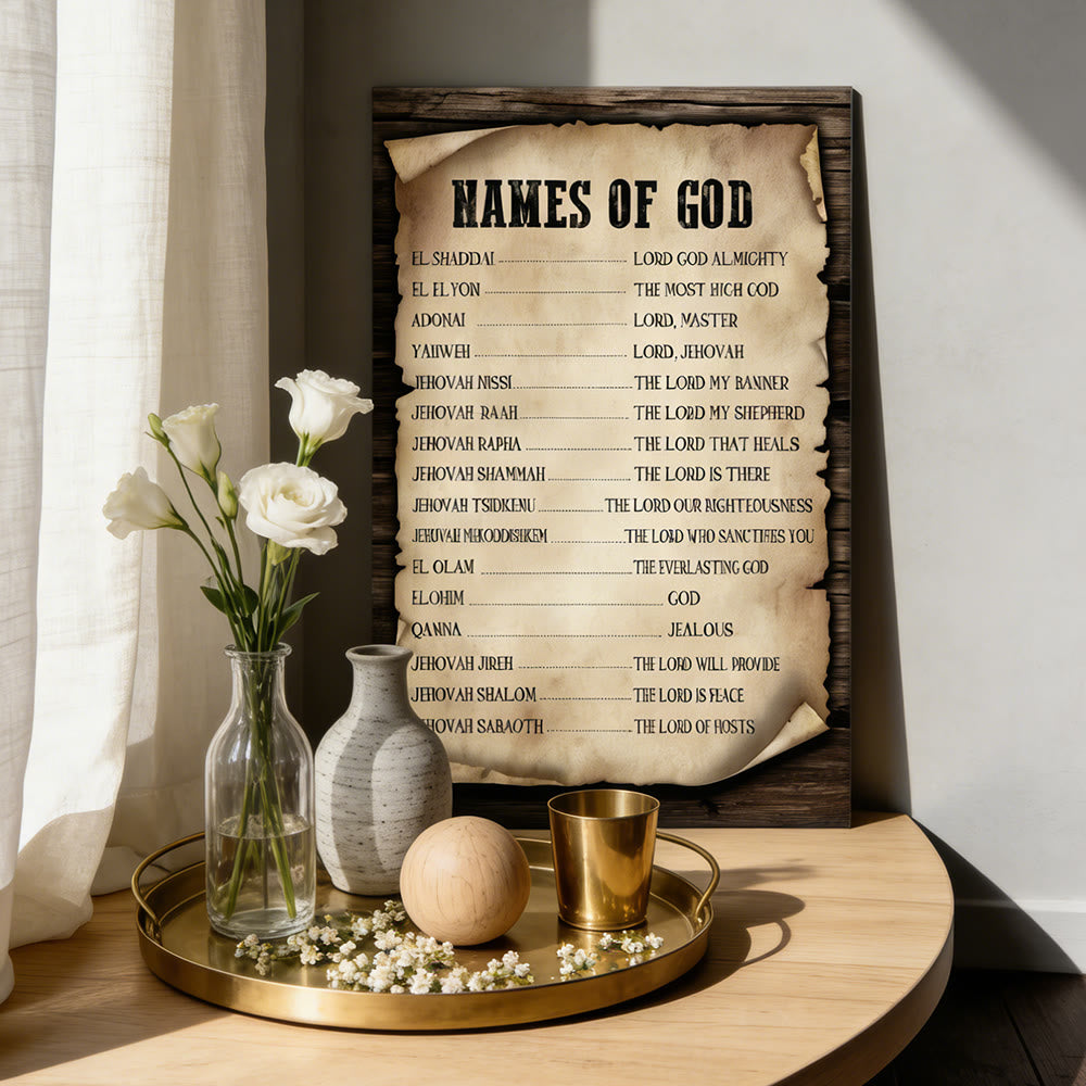 Christianartworkshop Pergament-Kunstdruck „Namen Gottes“: Ein Symbol seiner unveränderlichen Identität - image 3