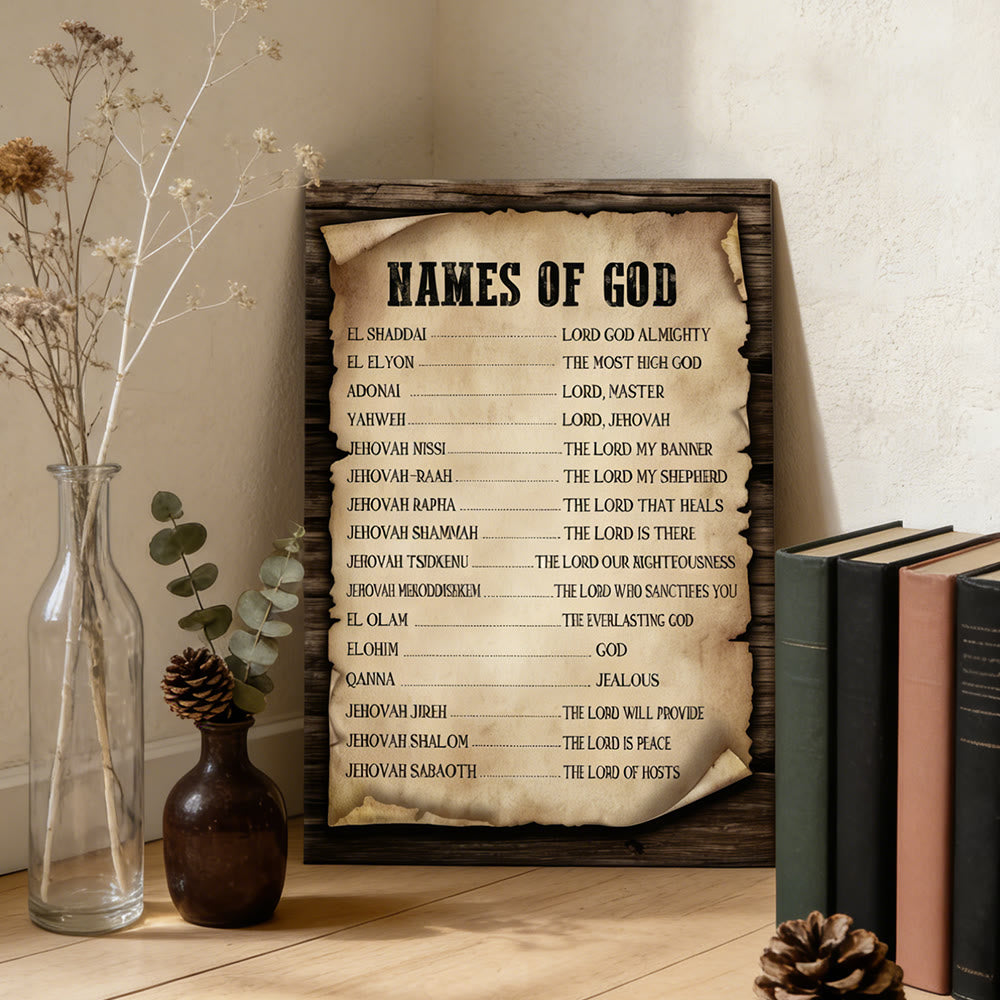 Christianartworkshop Pergament-Kunstdruck „Namen Gottes“: Ein Symbol seiner unveränderlichen Identität - image 1