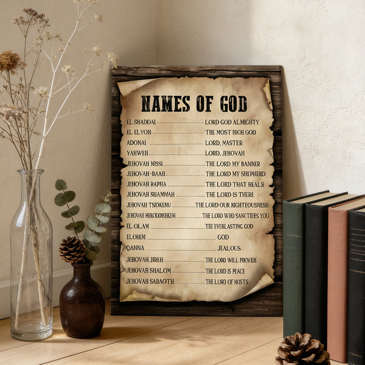 Christianartworkshop Pergament-Kunstdruck „Namen Gottes“: Ein Symbol seiner unveränderlichen Identität - image 1