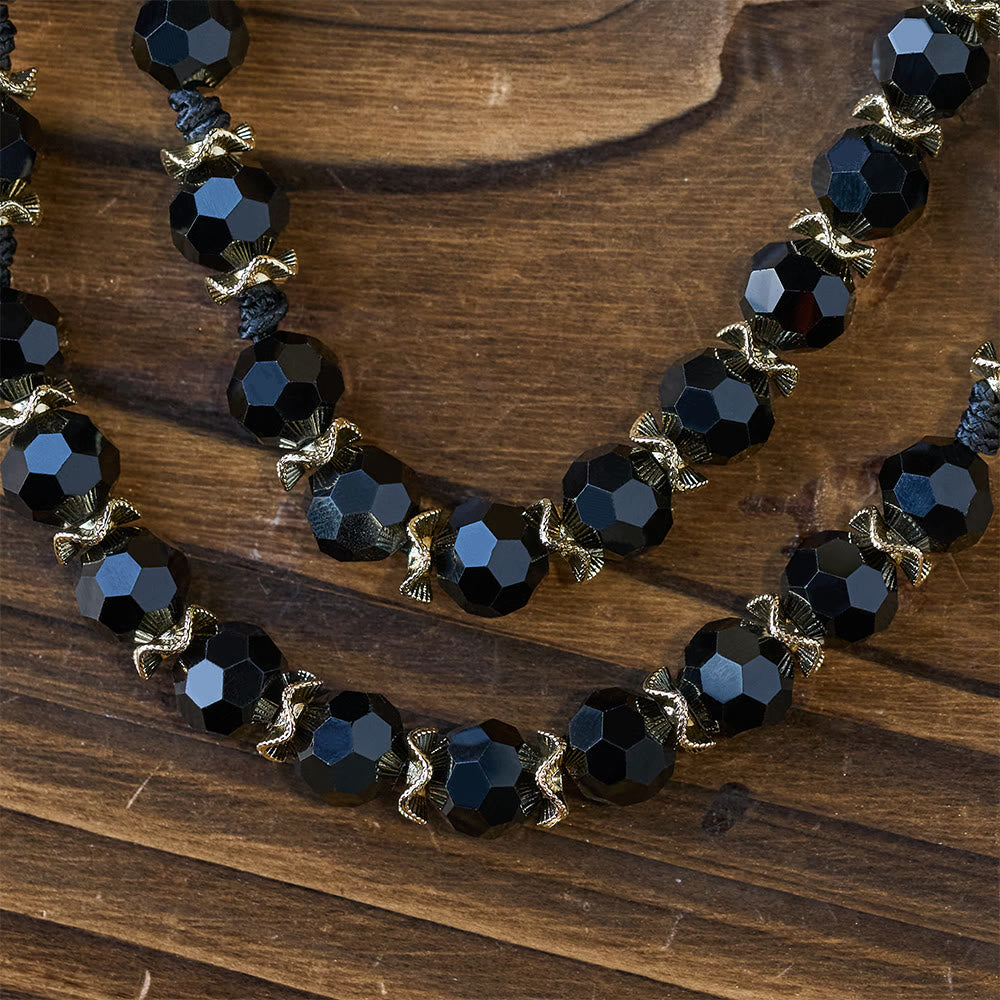 Christianartworkshop Eleganter Rosenkranz aus schwarzem Facettenglas mit rotem Emaille-Kreuz der Jungfrau Maria - image 8