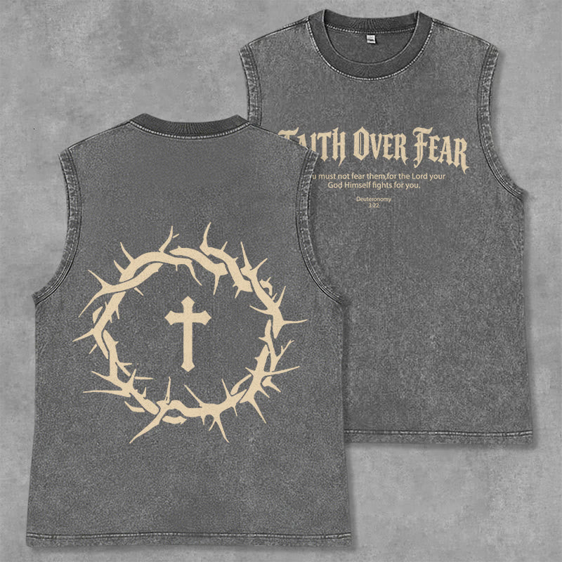 Christianartworkshop Glaube statt Angst Dornenkrone Unisex-Tanktop - Grau - 2XL - image 0