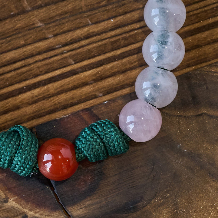Christianartworkshop Tragbarer Rosenkranz aus rosa Quarz und rotem Achat mit Marienanhänger - image 7