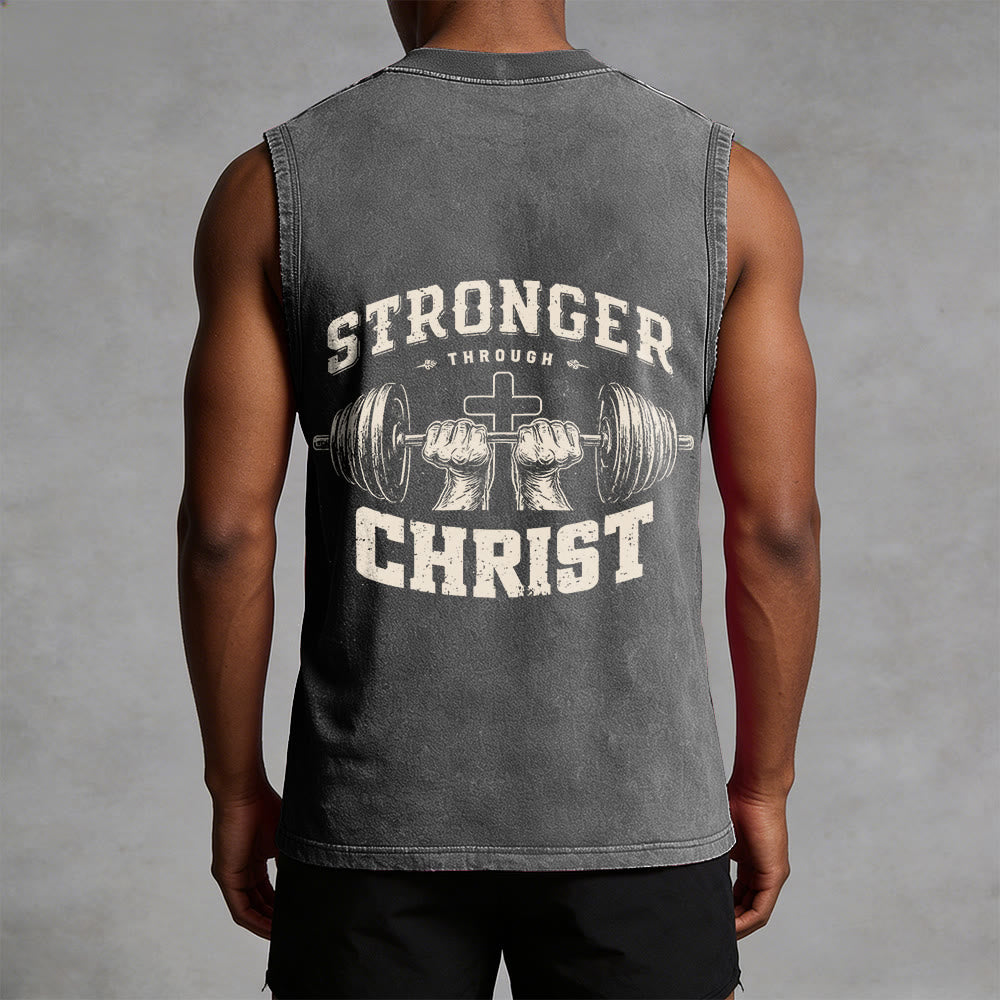Christianartworkshop „ Stärker durch Christus“ Unisex-Tanktop mit Hantelkreuz - image 1