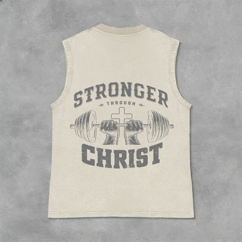 Christianartworkshop „ Stärker durch Christus“ Unisex-Tanktop mit Hantelkreuz - Beige - 2XL - image 9