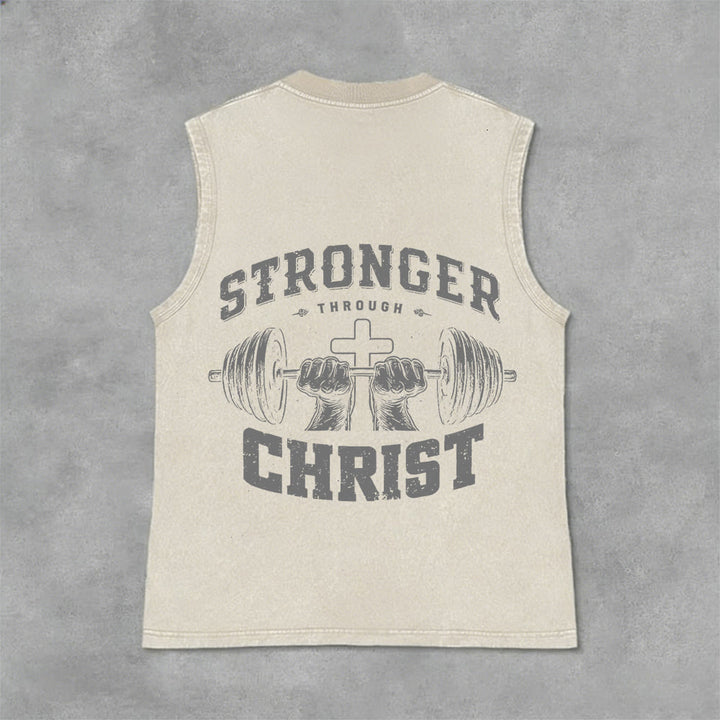 Christianartworkshop „ Stärker durch Christus“ Unisex-Tanktop mit Hantelkreuz - Beige - 2XL - image 9