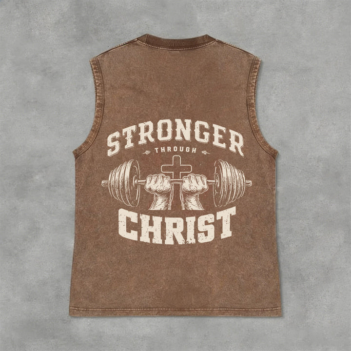 Christianartworkshop „ Stärker durch Christus“ Unisex-Tanktop mit Hantelkreuz - Braun - 2XL - image 3