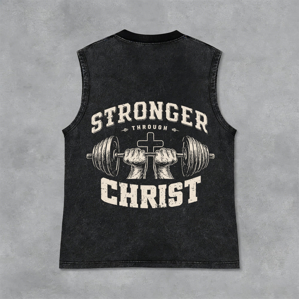 Christianartworkshop „ Stärker durch Christus“ Unisex-Tanktop mit Hantelkreuz - Schwarz - 2XL - image 6