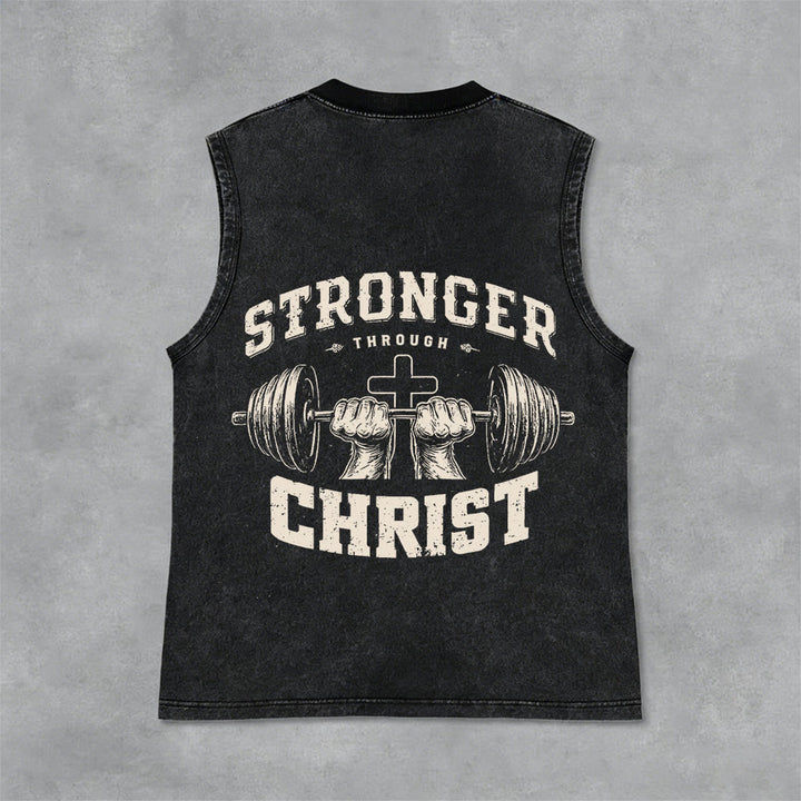Christianartworkshop „ Stärker durch Christus“ Unisex-Tanktop mit Hantelkreuz - Schwarz - 2XL - image 6