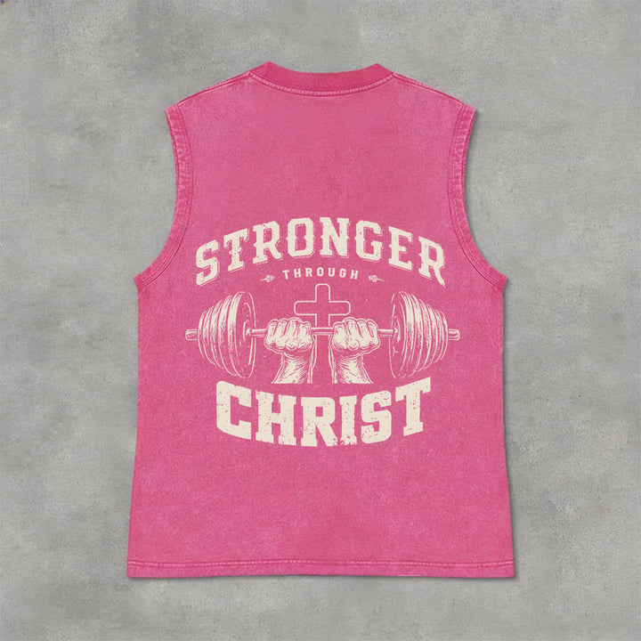Christianartworkshop „ Stärker durch Christus“ Unisex-Tanktop mit Hantelkreuz - Rosa - 2XL - image 12