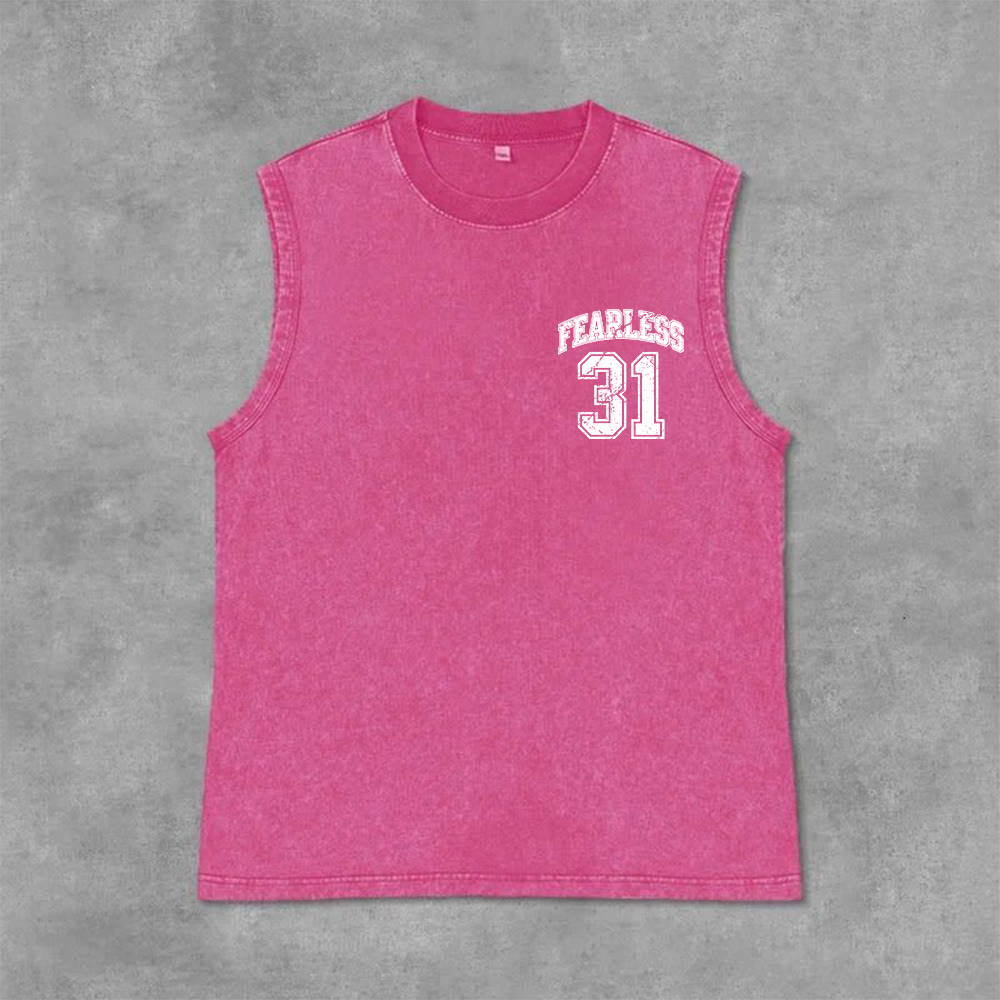 Christianartworkshop Sprüche 31: Furchtloses Unisex-Tanktop im Varsity-Stil (gewaschen) - image 1