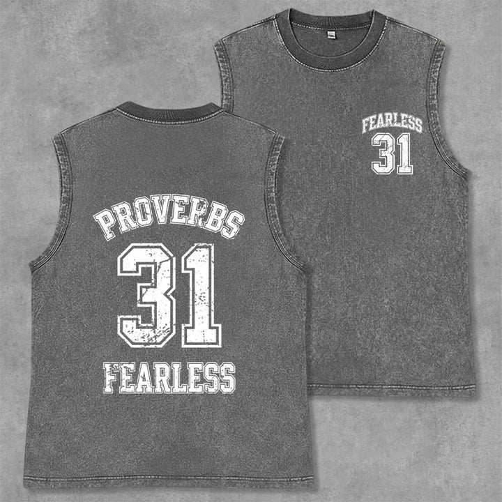 Christianartworkshop Sprüche 31: Furchtloses Unisex-Tanktop im Varsity-Stil (gewaschen) - Grau - 2XL - image 7