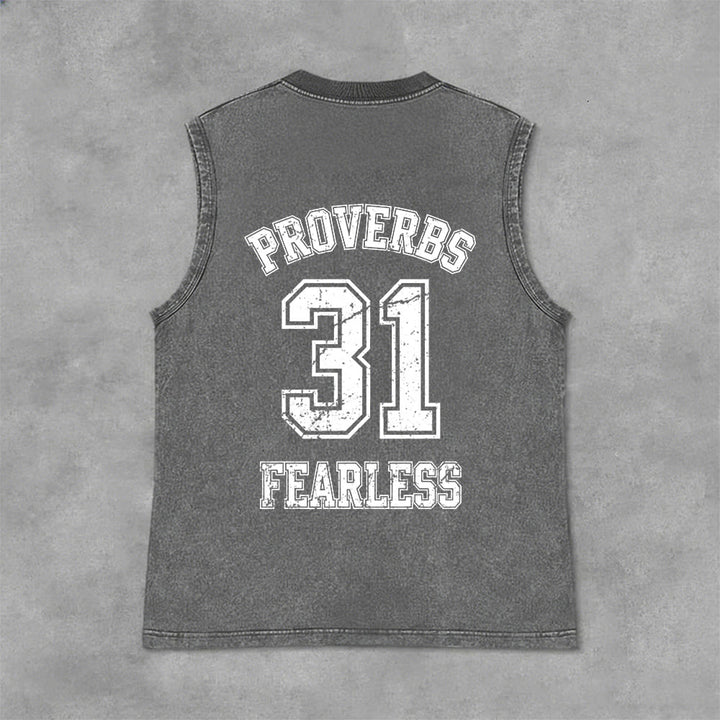 Christianartworkshop Sprüche 31: Furchtloses Unisex-Tanktop im Varsity-Stil (gewaschen) - image 9