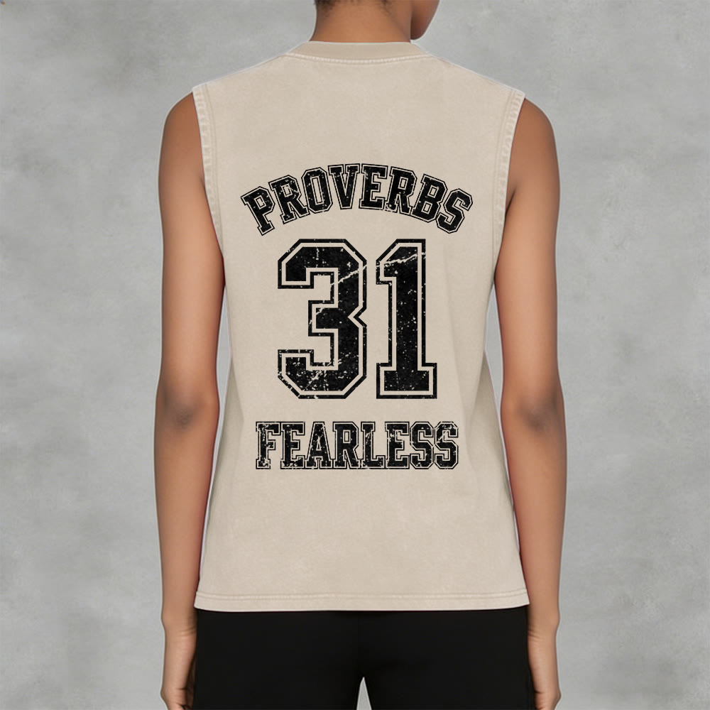 Christianartworkshop Sprüche 31: Furchtloses Unisex-Tanktop im Varsity-Stil (gewaschen) - image 34