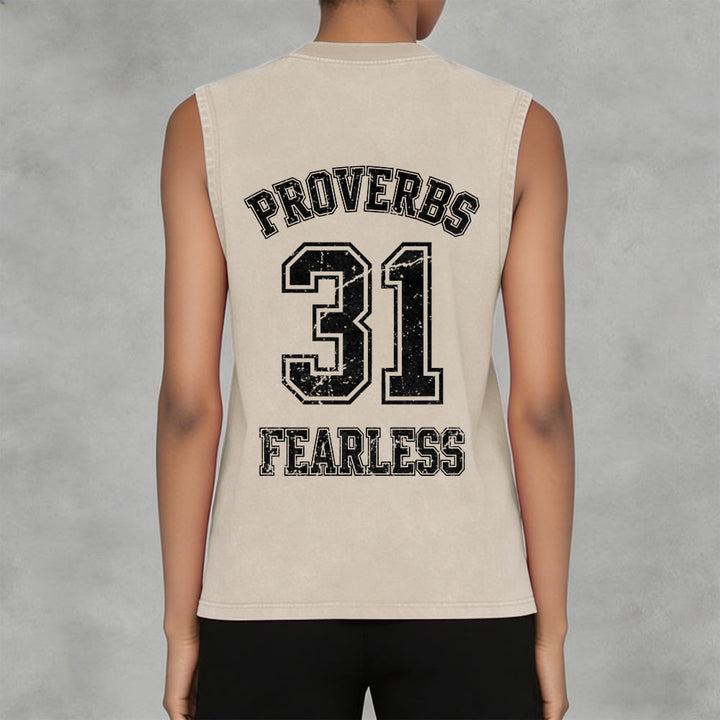 Christianartworkshop Sprüche 31: Furchtloses Unisex-Tanktop im Varsity-Stil (gewaschen) - image 34