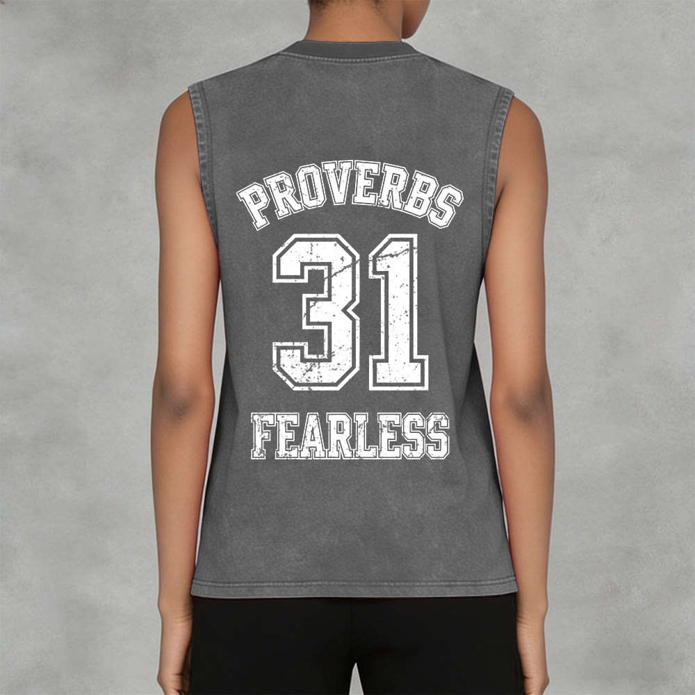 Christianartworkshop Sprüche 31: Furchtloses Unisex-Tanktop im Varsity-Stil (gewaschen) - image 13