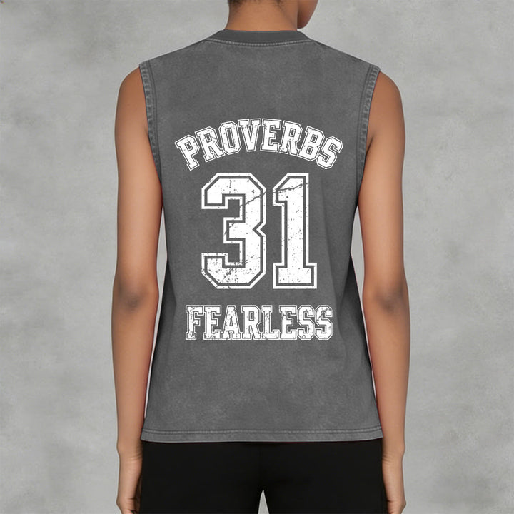 Christianartworkshop Sprüche 31: Furchtloses Unisex-Tanktop im Varsity-Stil (gewaschen) - image 13