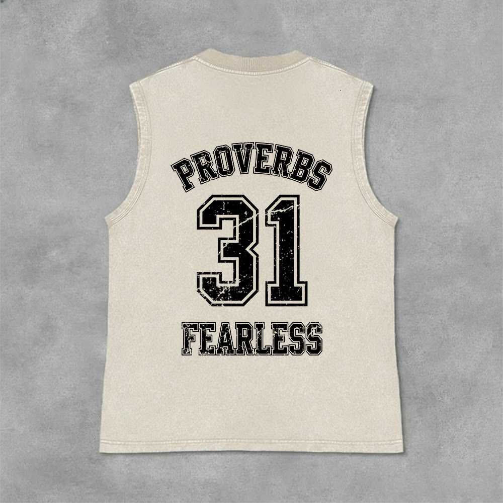 Christianartworkshop Sprüche 31: Furchtloses Unisex-Tanktop im Varsity-Stil (gewaschen) - image 30