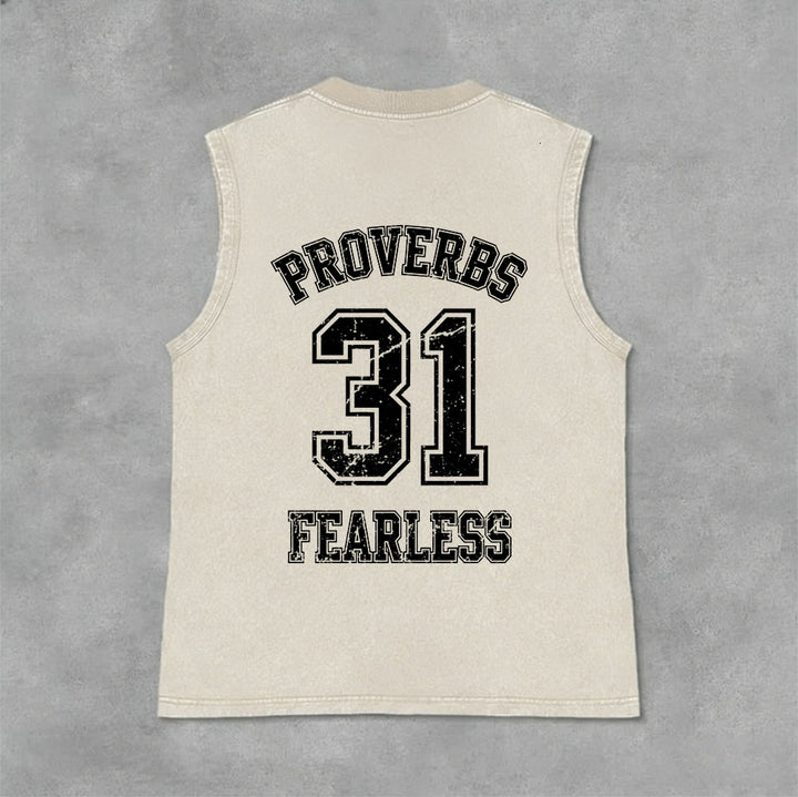 Christianartworkshop Sprüche 31: Furchtloses Unisex-Tanktop im Varsity-Stil (gewaschen) - image 30