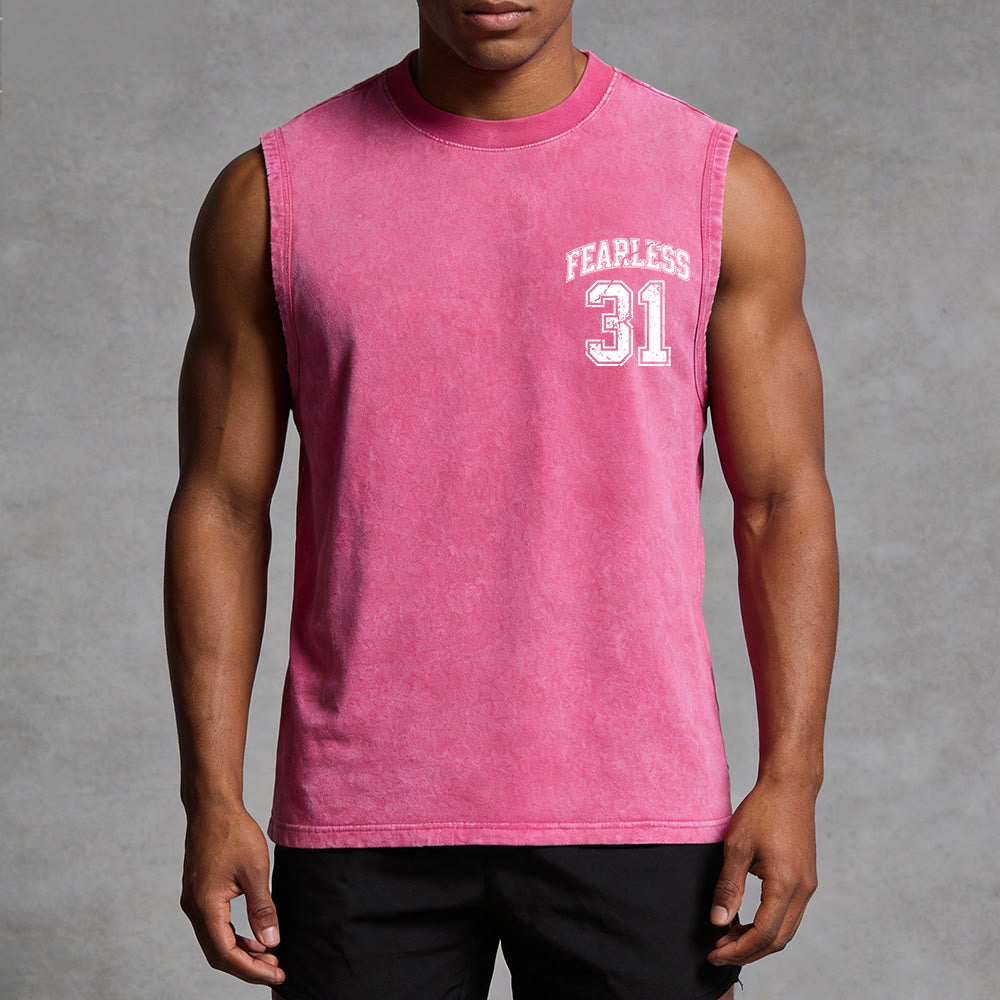Christianartworkshop Sprüche 31: Furchtloses Unisex-Tanktop im Varsity-Stil (gewaschen) - image 3