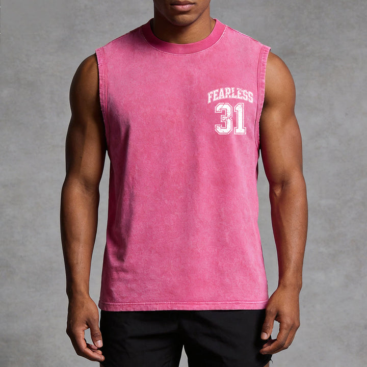 Christianartworkshop Sprüche 31: Furchtloses Unisex-Tanktop im Varsity-Stil (gewaschen) - image 3