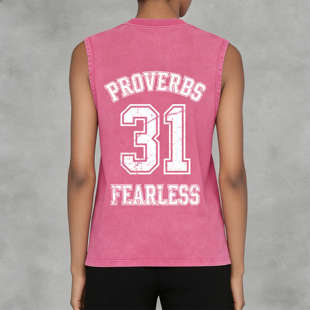 Christianartworkshop Sprüche 31: Furchtloses Unisex-Tanktop im Varsity-Stil (gewaschen) - image 6