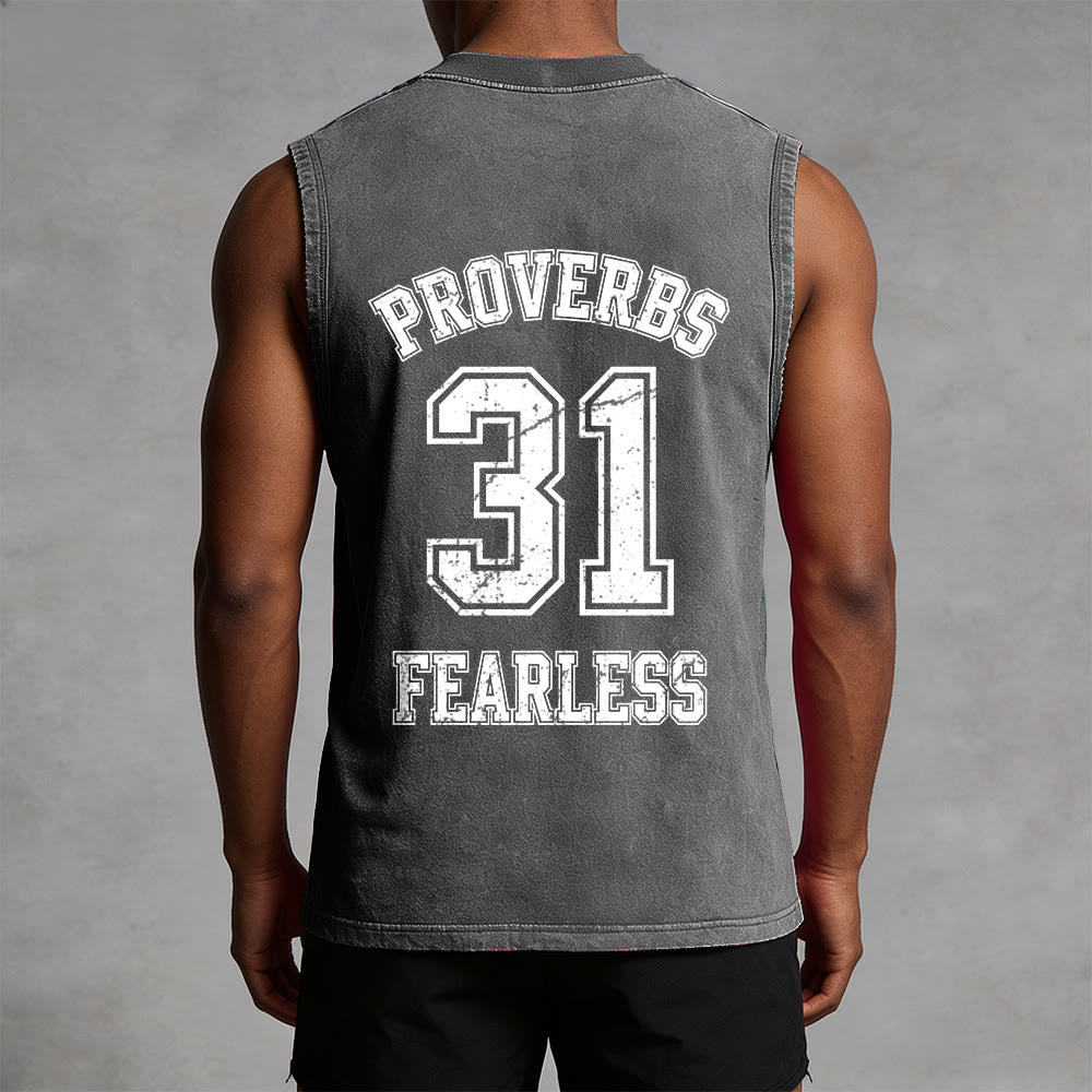 Christianartworkshop Sprüche 31: Furchtloses Unisex-Tanktop im Varsity-Stil (gewaschen) - image 11