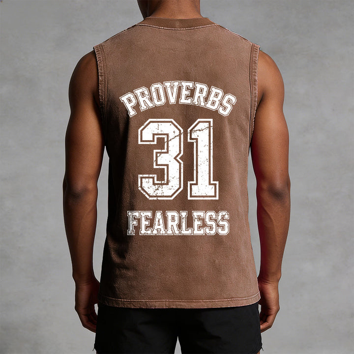 Christianartworkshop Sprüche 31: Furchtloses Unisex-Tanktop im Varsity-Stil (gewaschen) - image 18