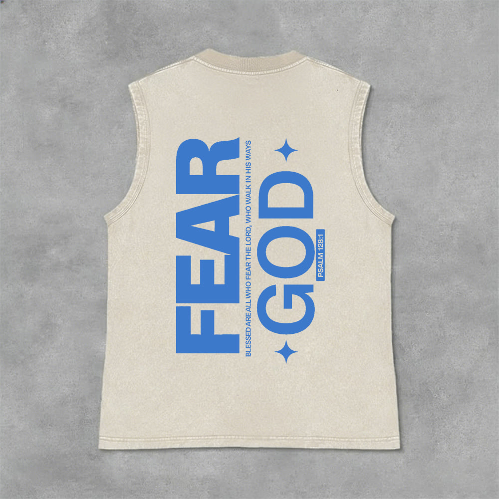 Christianartworkshop Fürchte Gott Psalm 128:1 Unisex-Tanktop (vorgewaschen) - Beige - 2XL - image 0
