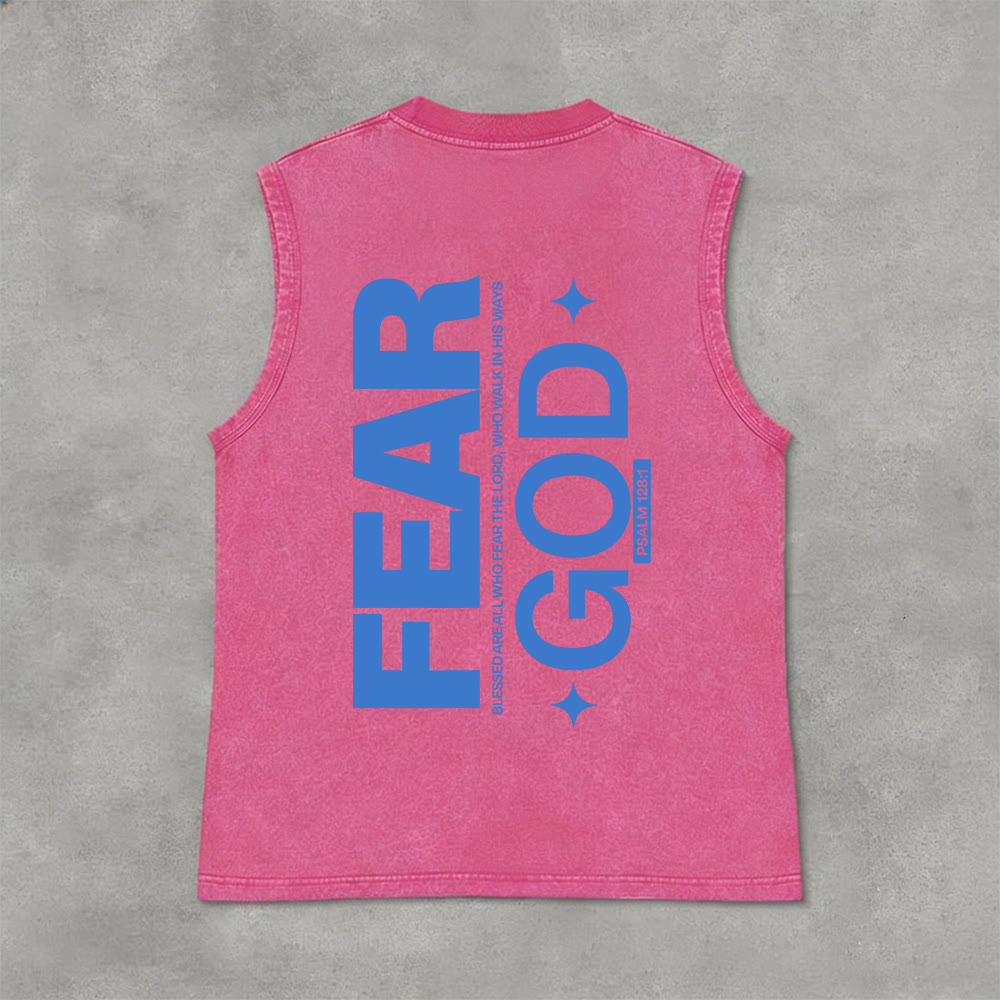 Christianartworkshop Fürchte Gott Psalm 128:1 Unisex-Tanktop (vorgewaschen) - Rosa - 2XL - image 3